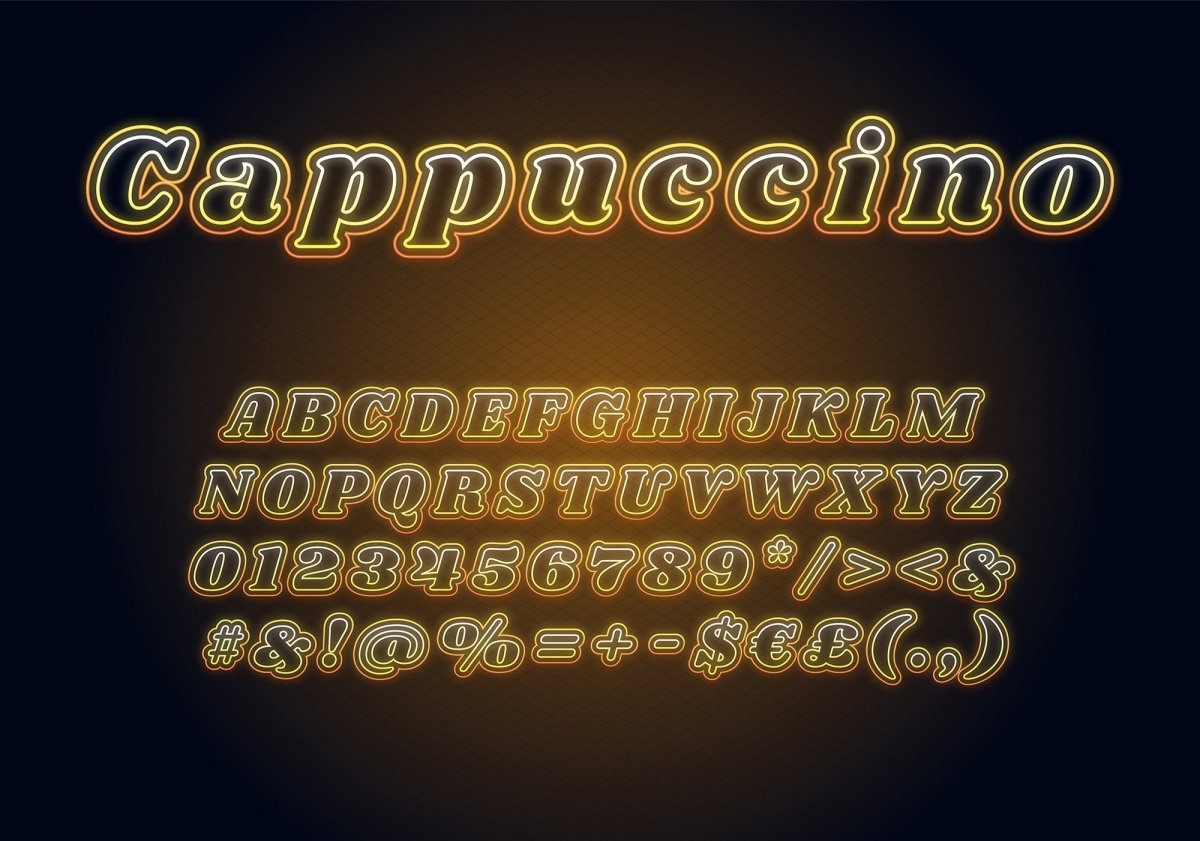 Neon light fonts bundle
