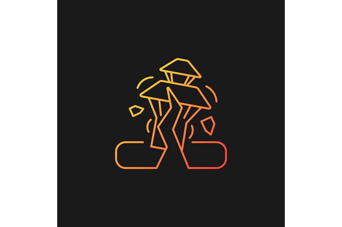 Nepal cultural heritage gradient icons set