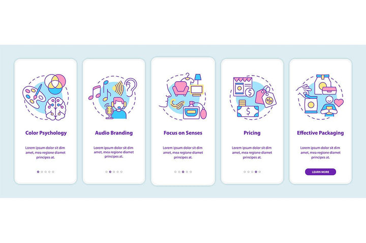 Neuromarketing onboarding mobile app page screen bundle