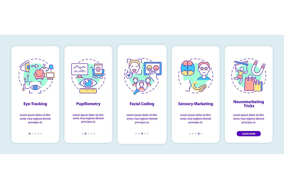 Neuromarketing onboarding mobile app page screen bundle