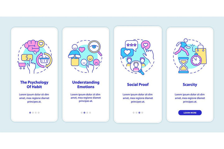 Neuromarketing onboarding mobile app page screen bundle