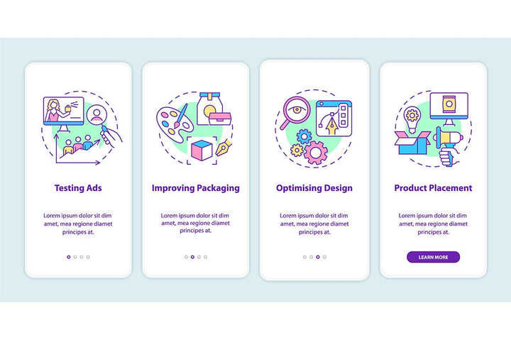 Neuromarketing onboarding mobile app page screen bundle
