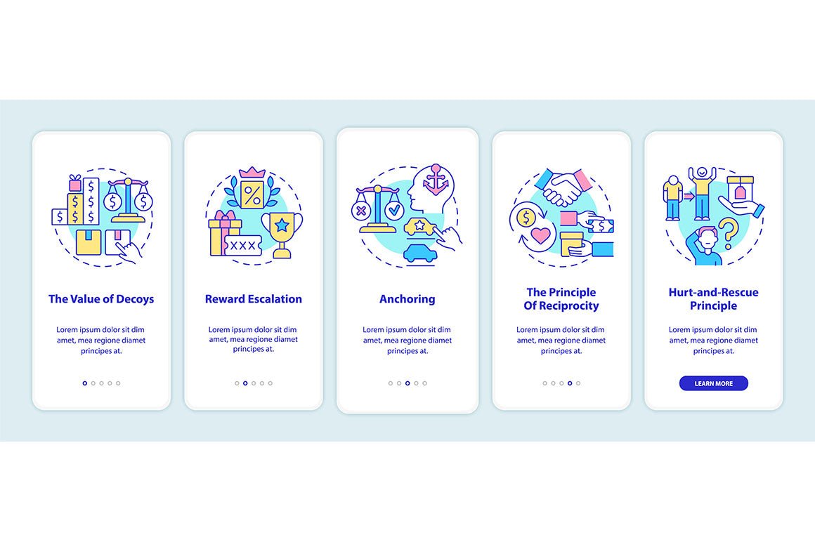 Neuromarketing onboarding mobile app page screen bundle