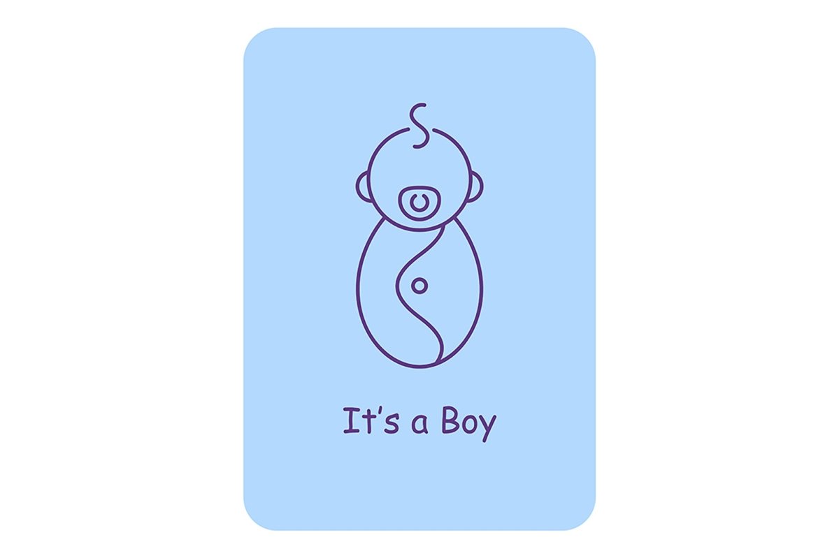 New baby welcoming event postcards with linear glyph icon set