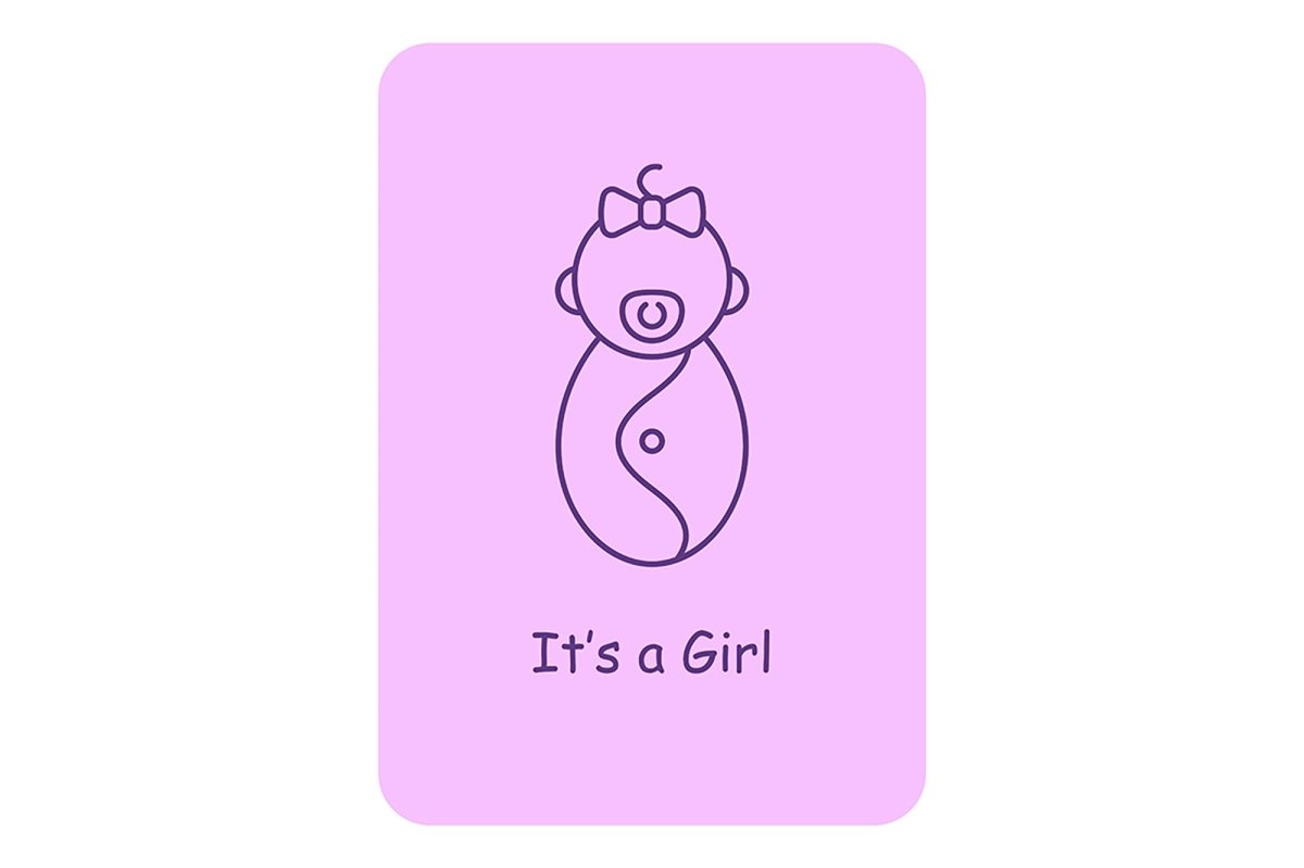 New baby welcoming event postcards with linear glyph icon set