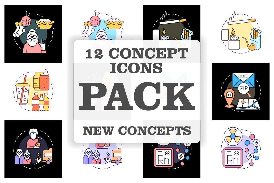 New concepts light dark icon theme set