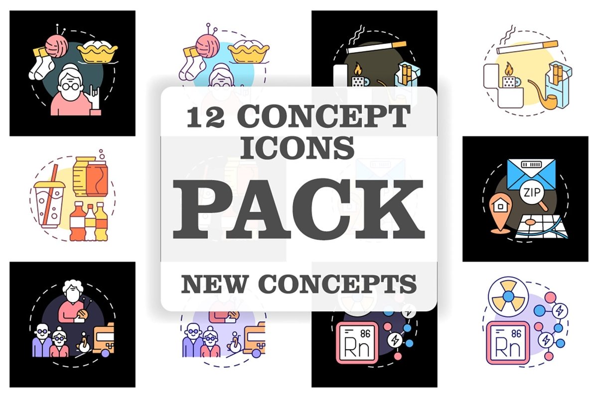 New concepts light dark icon theme set
