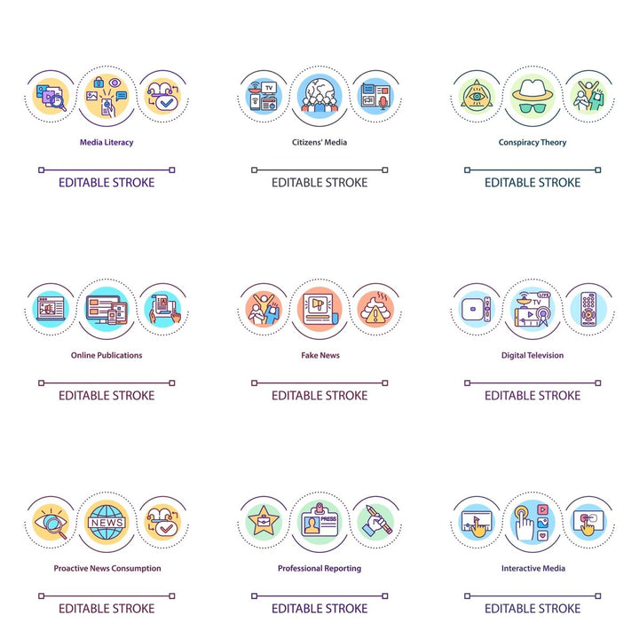 New media concept icons bundle