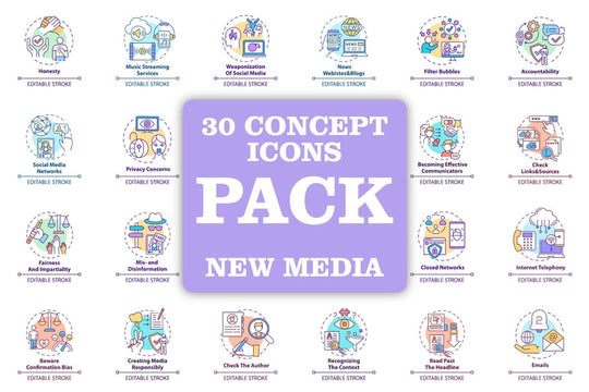 New media concept icons bundle