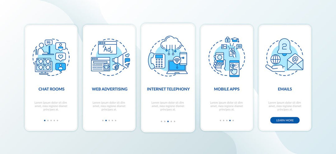 New media examples onboarding mobile app page screen bundle