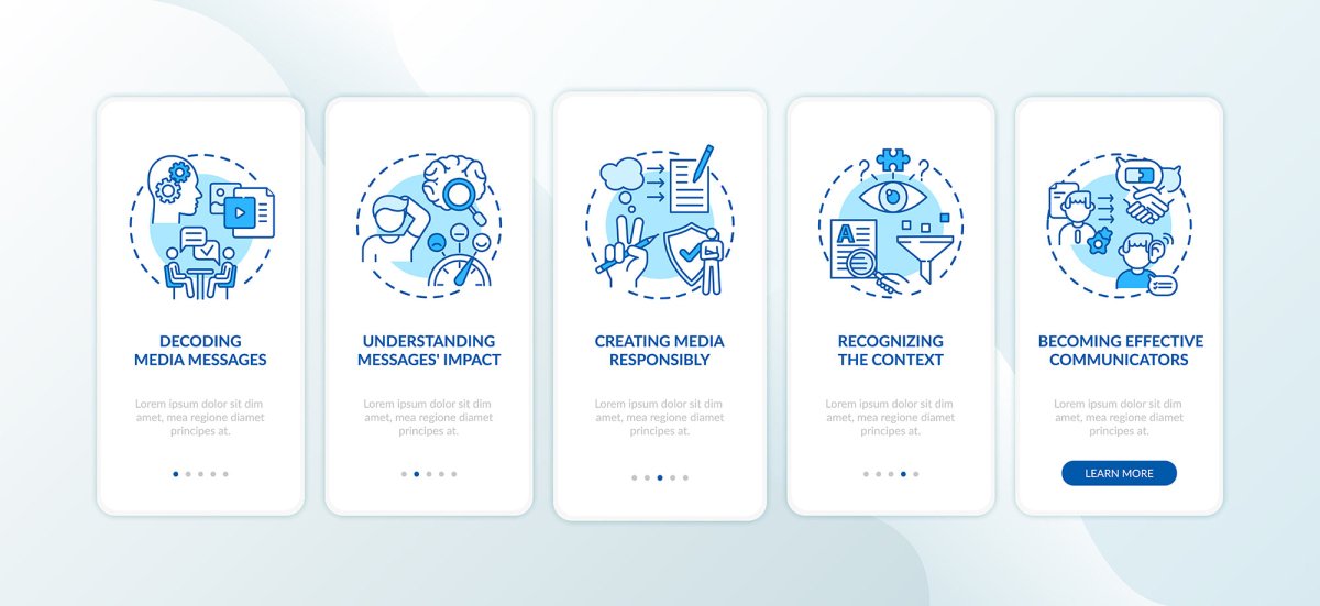 New media examples onboarding mobile app page screen bundle