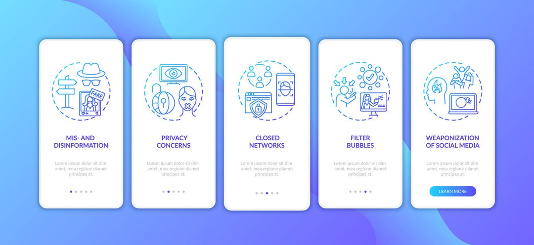 New media examples onboarding mobile app page screen bundle