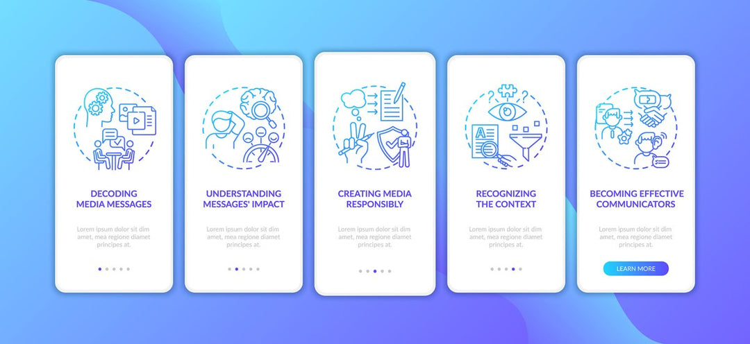 New media examples onboarding mobile app page screen bundle