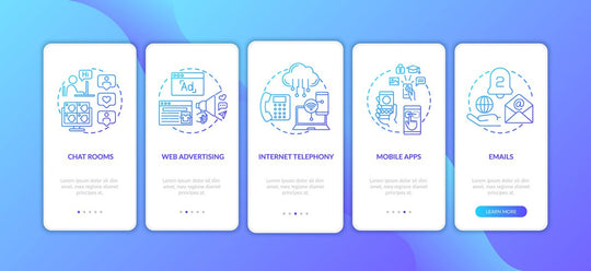 New media examples onboarding mobile app page screen bundle
