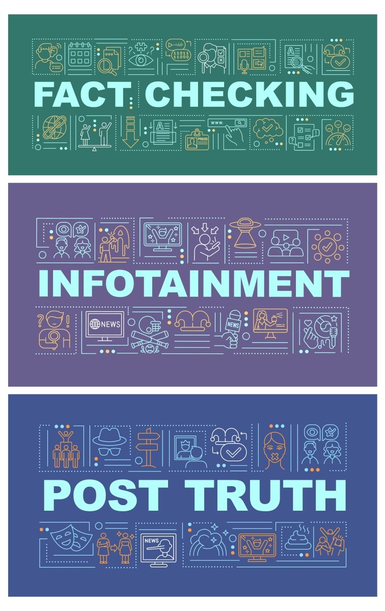 New media word news concepts banner bundle