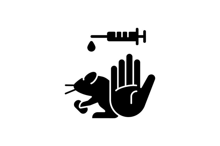No animal testing black glyph icons set on white space
