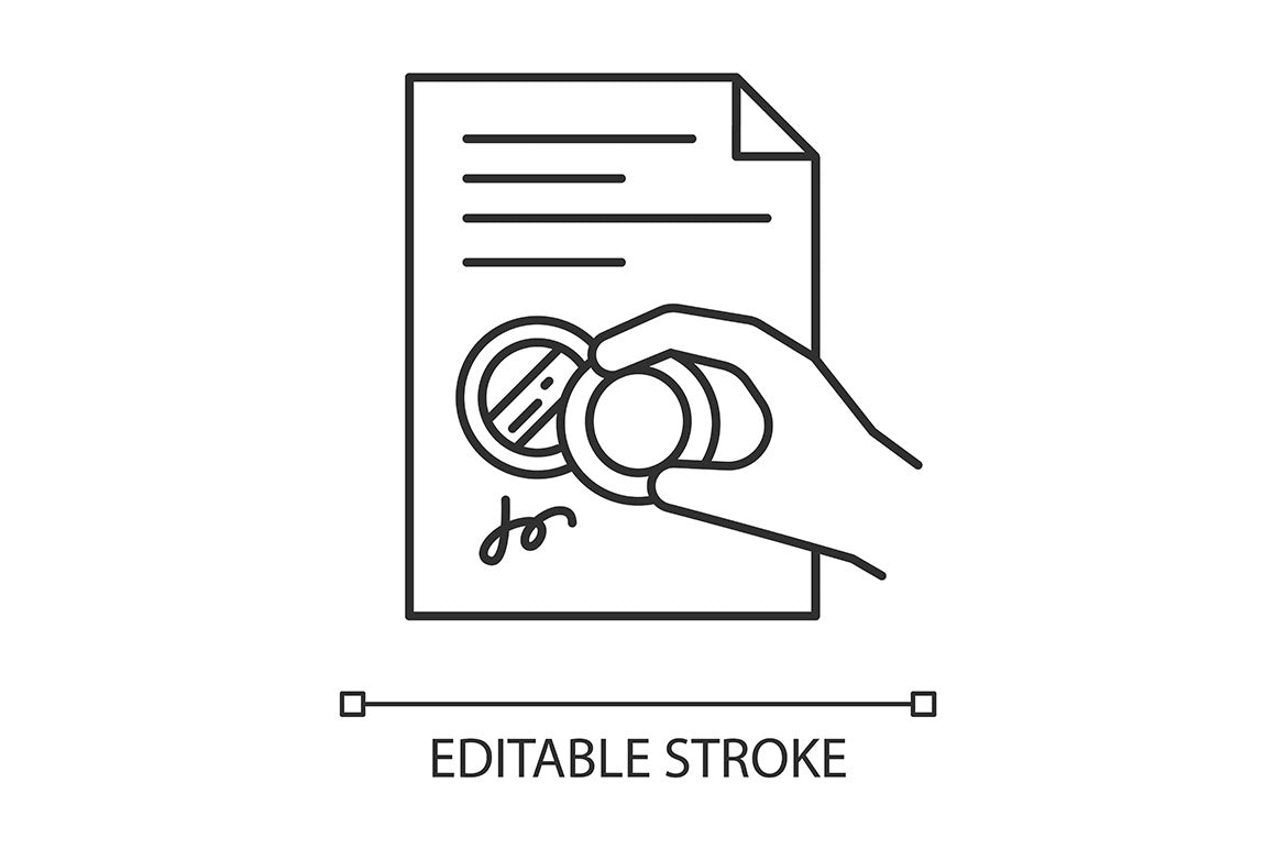 Notary services pixel perfect linear icons set