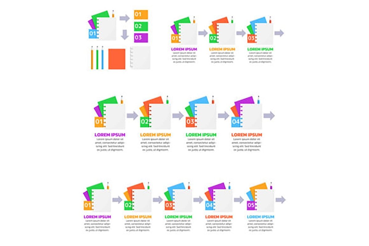 Note taking infographic chart design template bundle