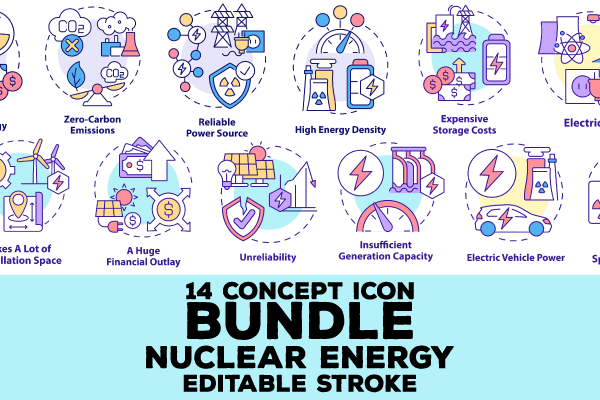 Nuclear Energy Concept Icons Bundle