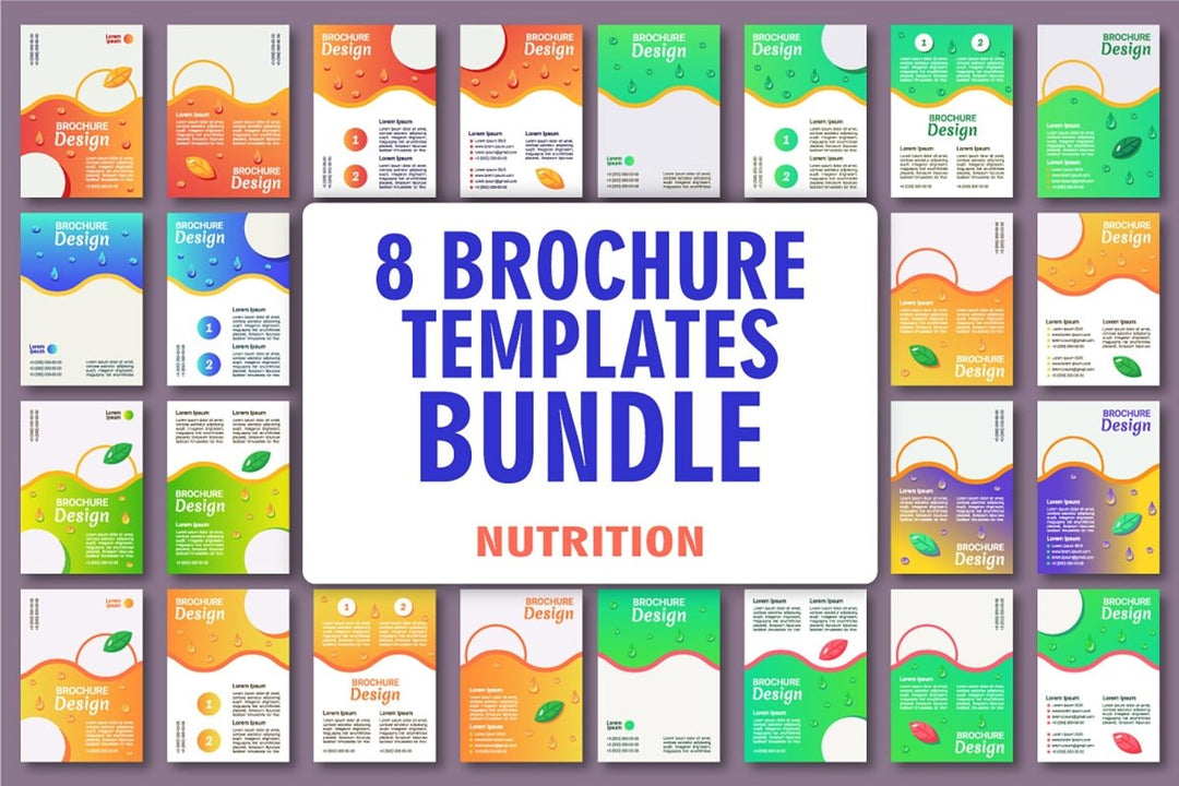 Nutrition brochure layout design bundle