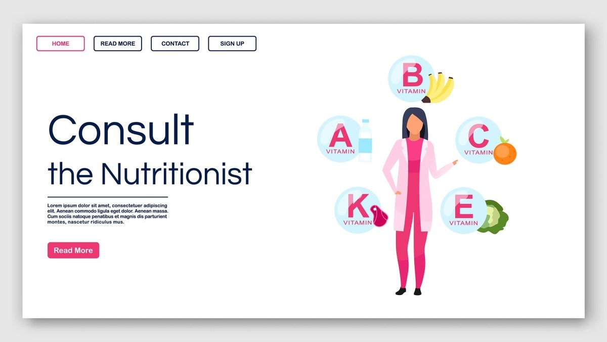 Nutritionist recommendations landing page vector template
