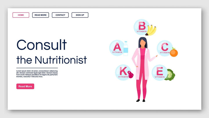 Nutritionist recommendations landing page vector template
