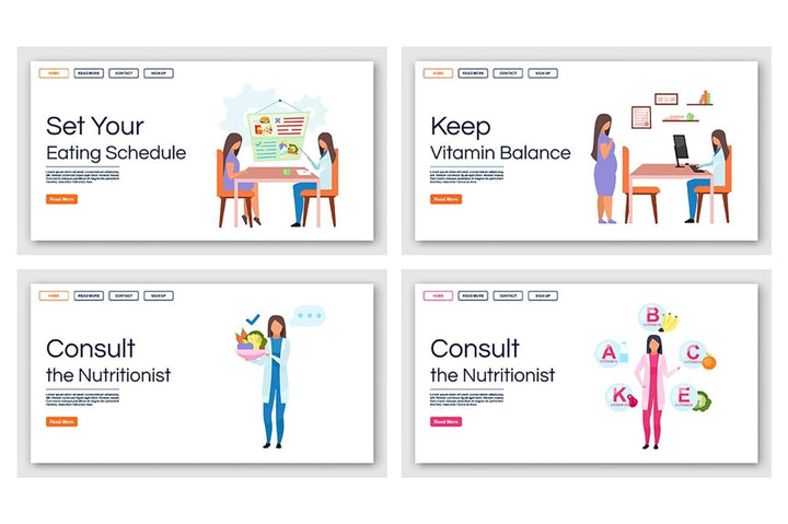 Nutritionist recommendations landing page vector template