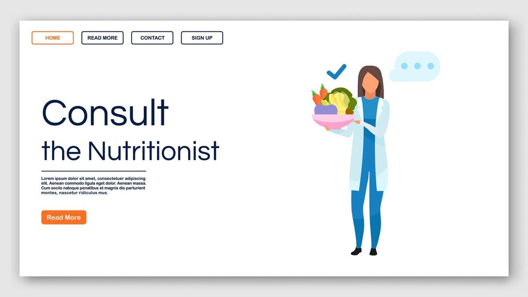 Nutritionist recommendations landing page vector template