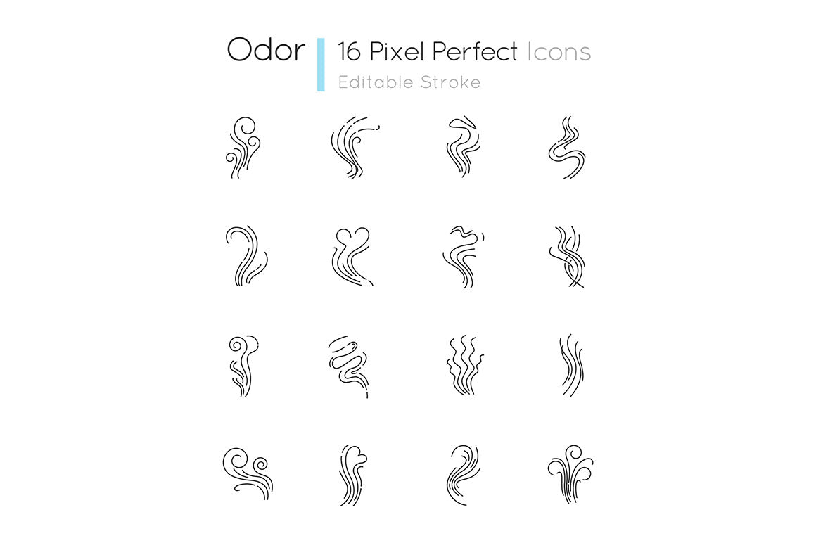 Odor pixel perfect linear icons set