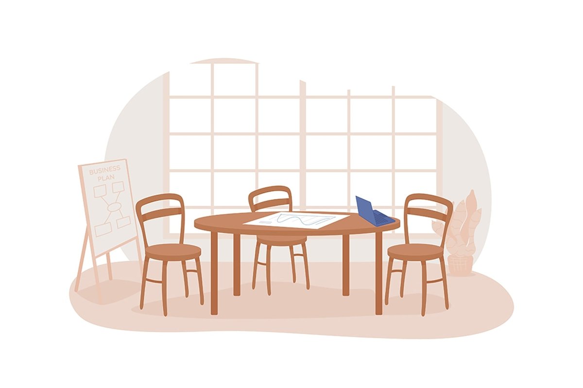 Office post covid flat color vector illustrations