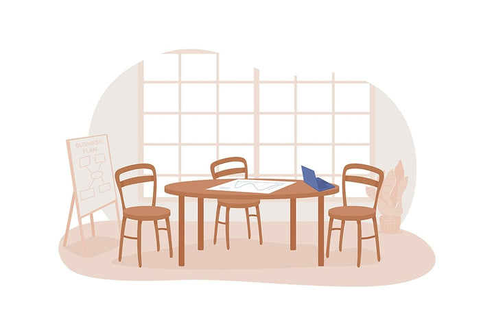 Office post covid flat color vector illustrations