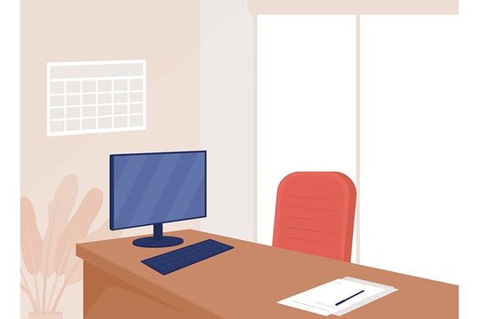 Office post covid flat color vector illustrations