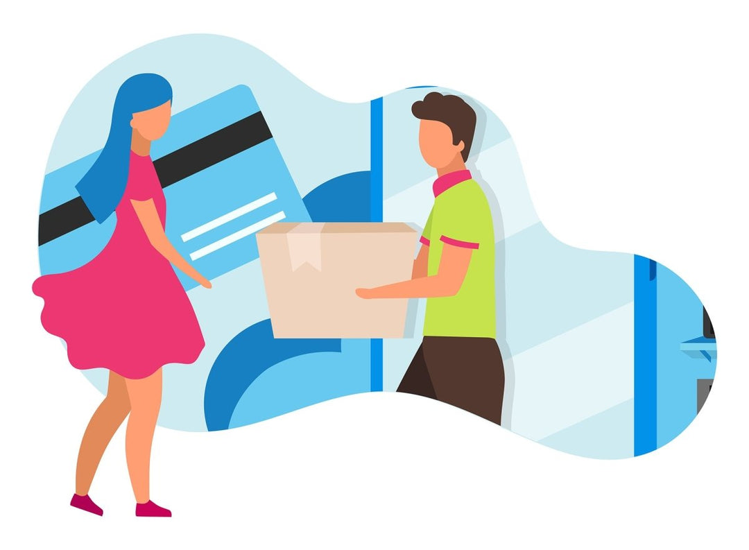 Online and store shopping flat concept icons set
