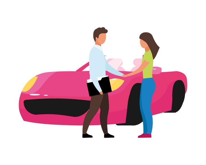 Online and store shopping flat illustration set