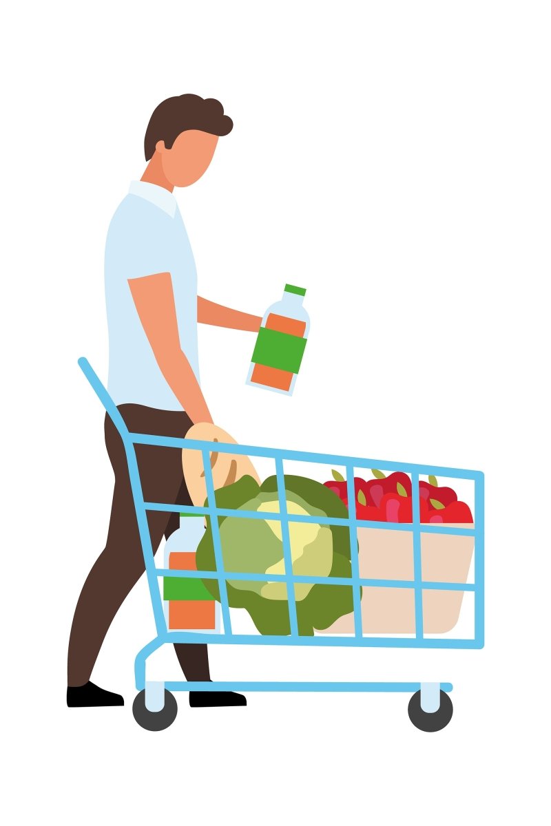 Online and store shopping flat illustrations