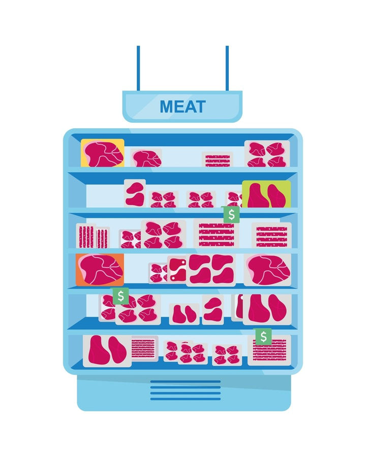 Online and store shopping flat illustrations set