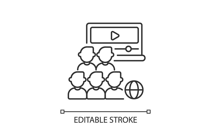 Online conference linear icons set