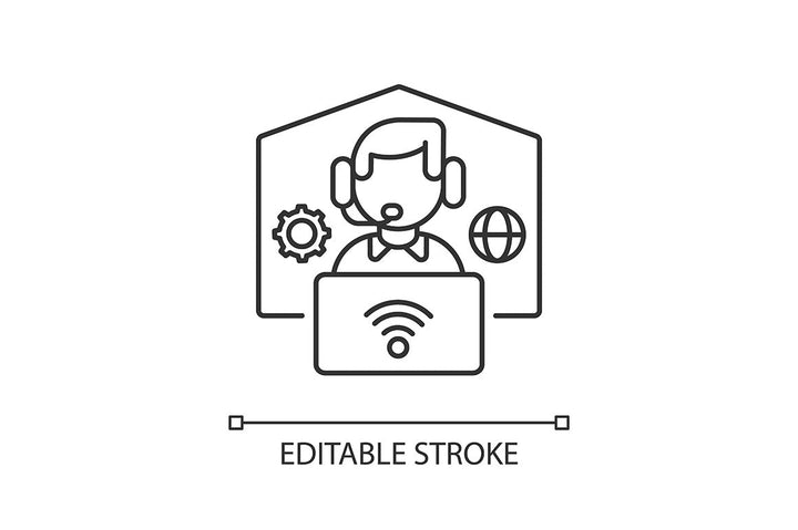 Online conference linear icons set
