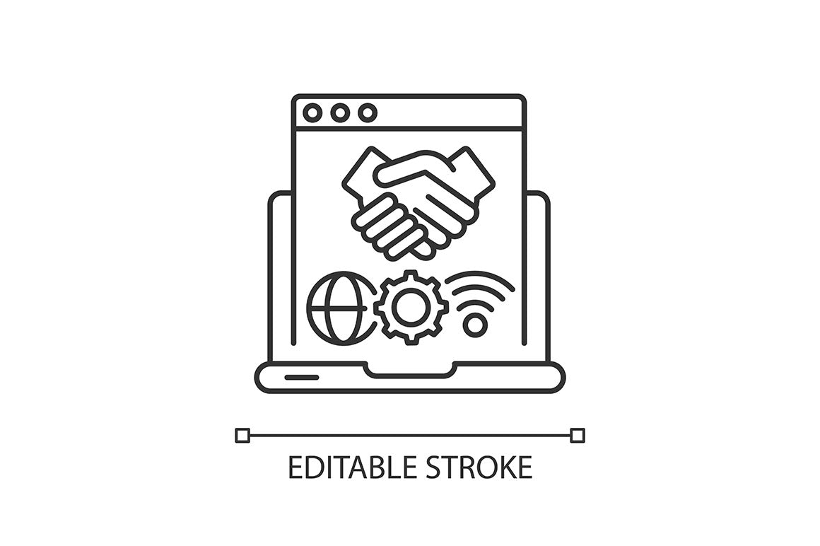 Online conference linear icons set