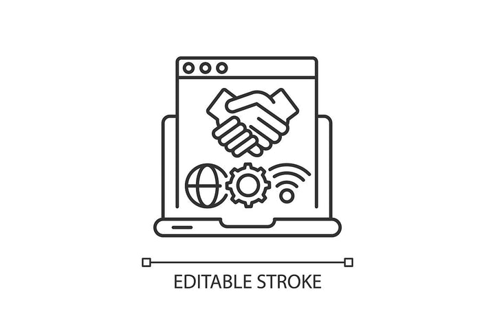 Online conference linear icons set