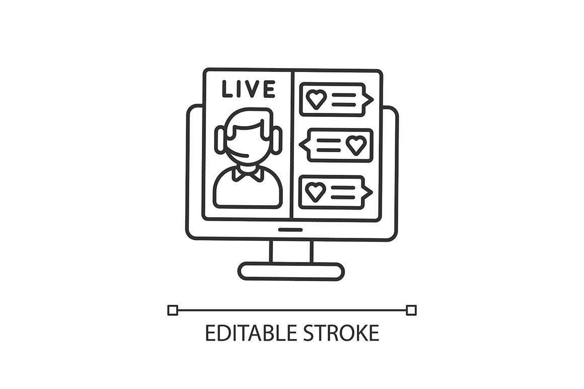 Online conference linear icons set