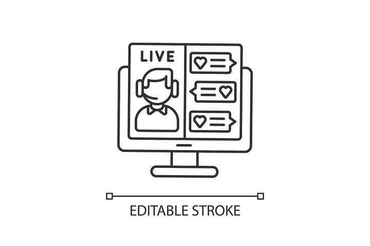 Online conference linear icons set