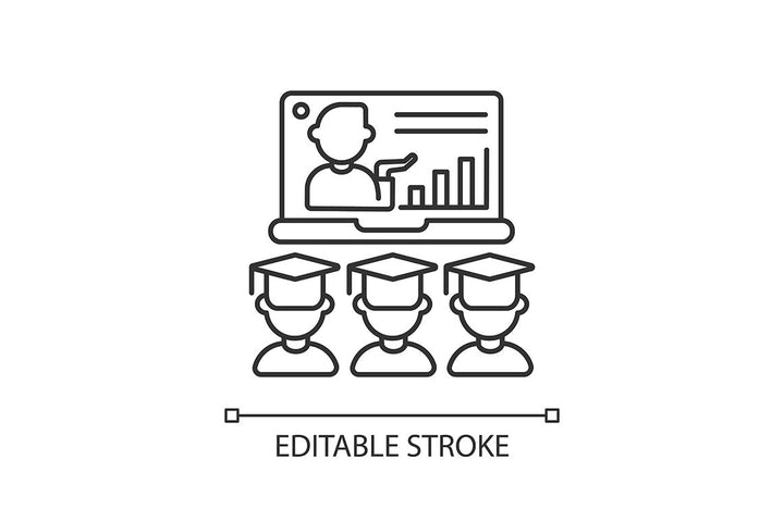 Online conference linear icons set