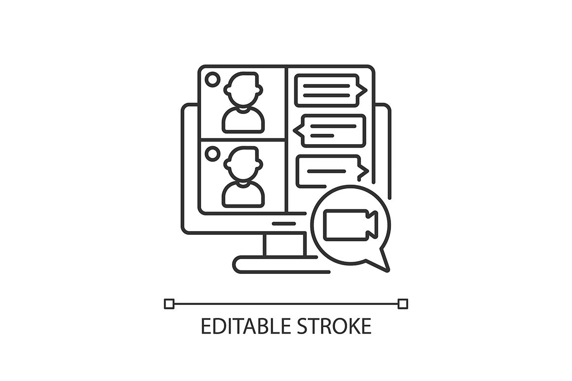 Online conference linear icons set