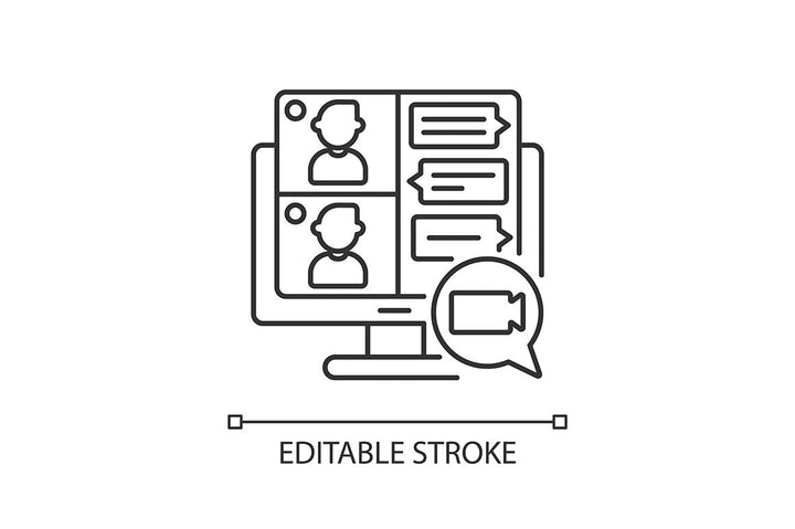 Online conference linear icons set