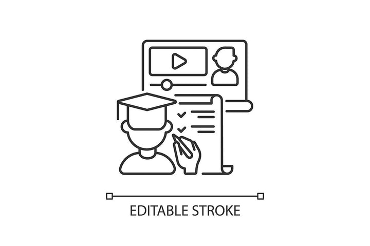 Online conference linear icons set