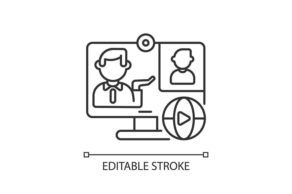 Online conference linear icons set
