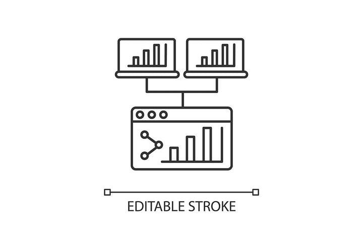 Online conference linear icons set