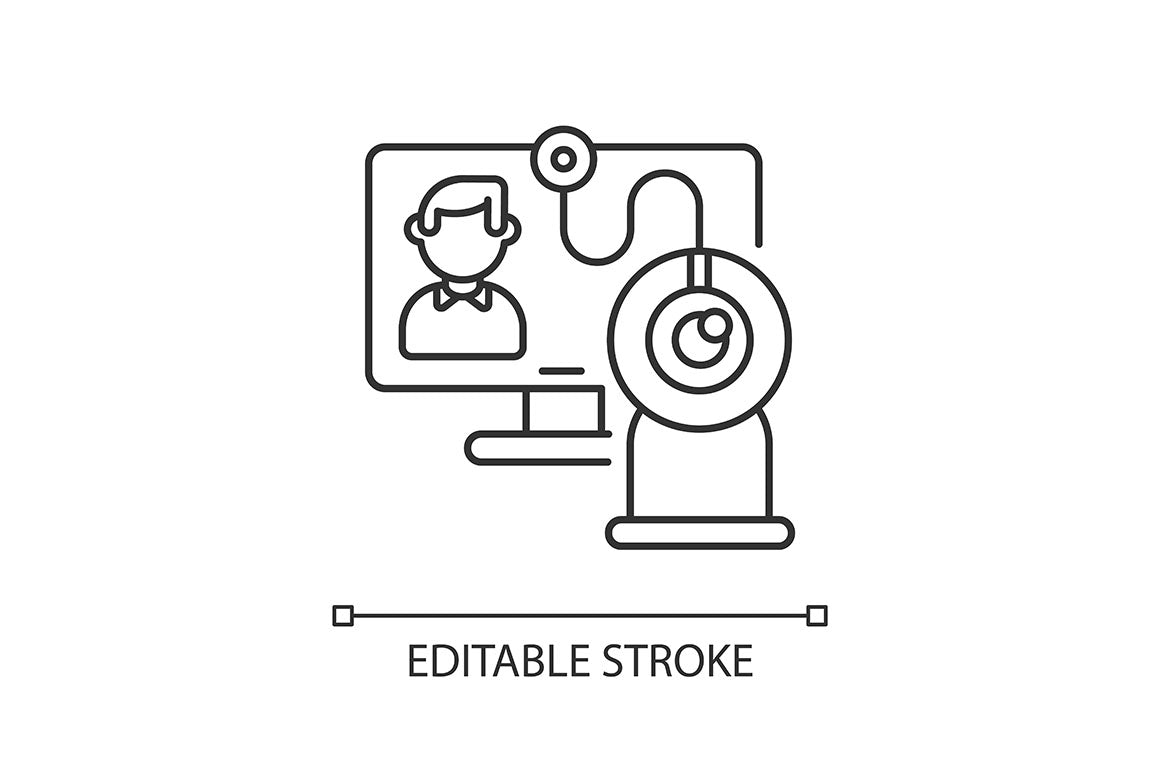 Online conference linear icons set