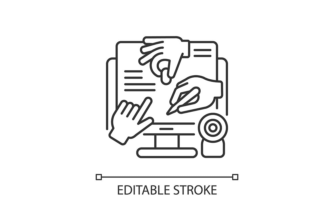 Online conference linear icons set